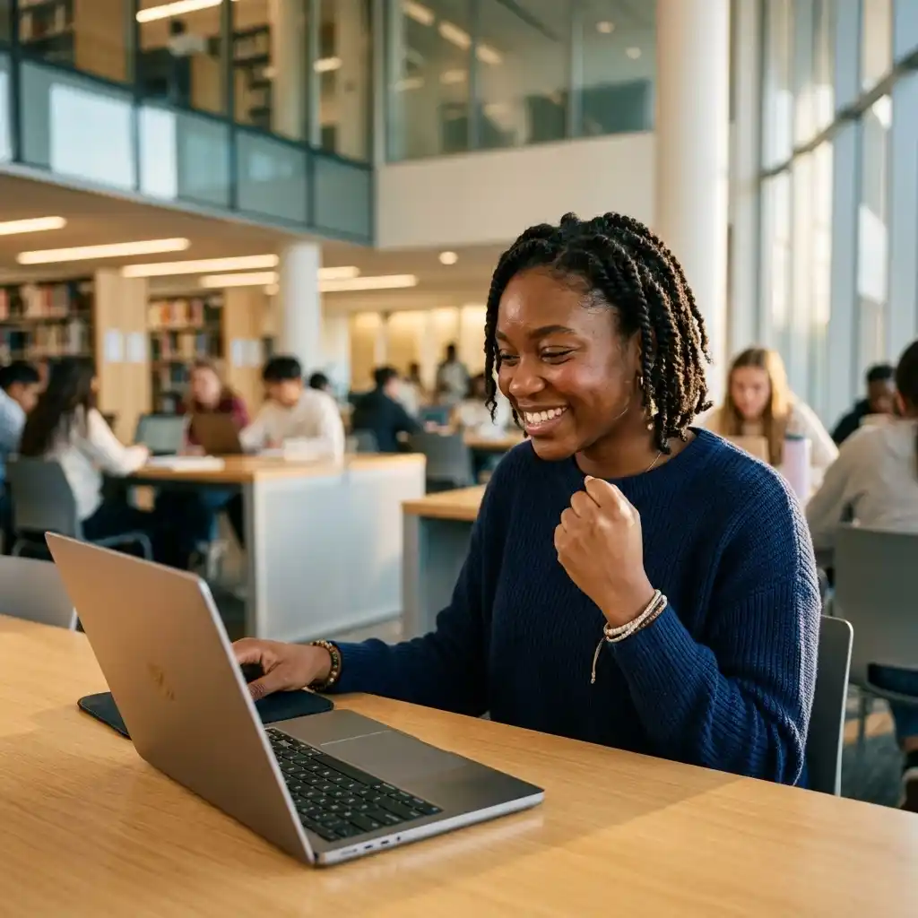 AGTU scholar celebrating recognition for academic excellence